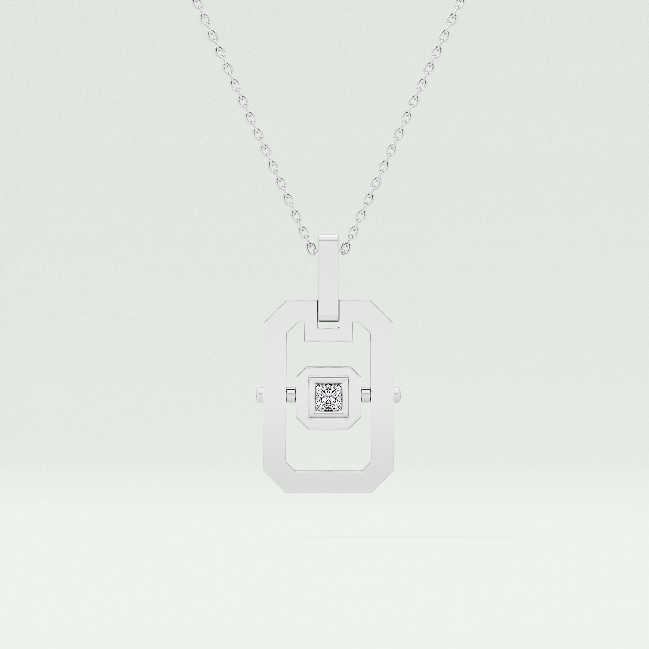 0.10 CT Princess Moissanite Diamond Solitaire Style Necklace 5