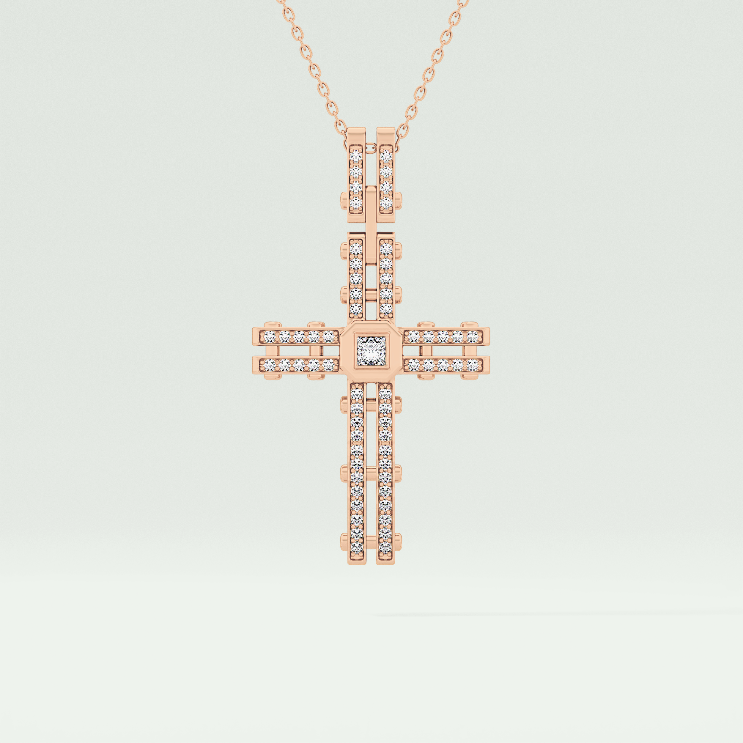 0.20 CT Eternal Cross Moissanite Diamond Necklace For Him 9