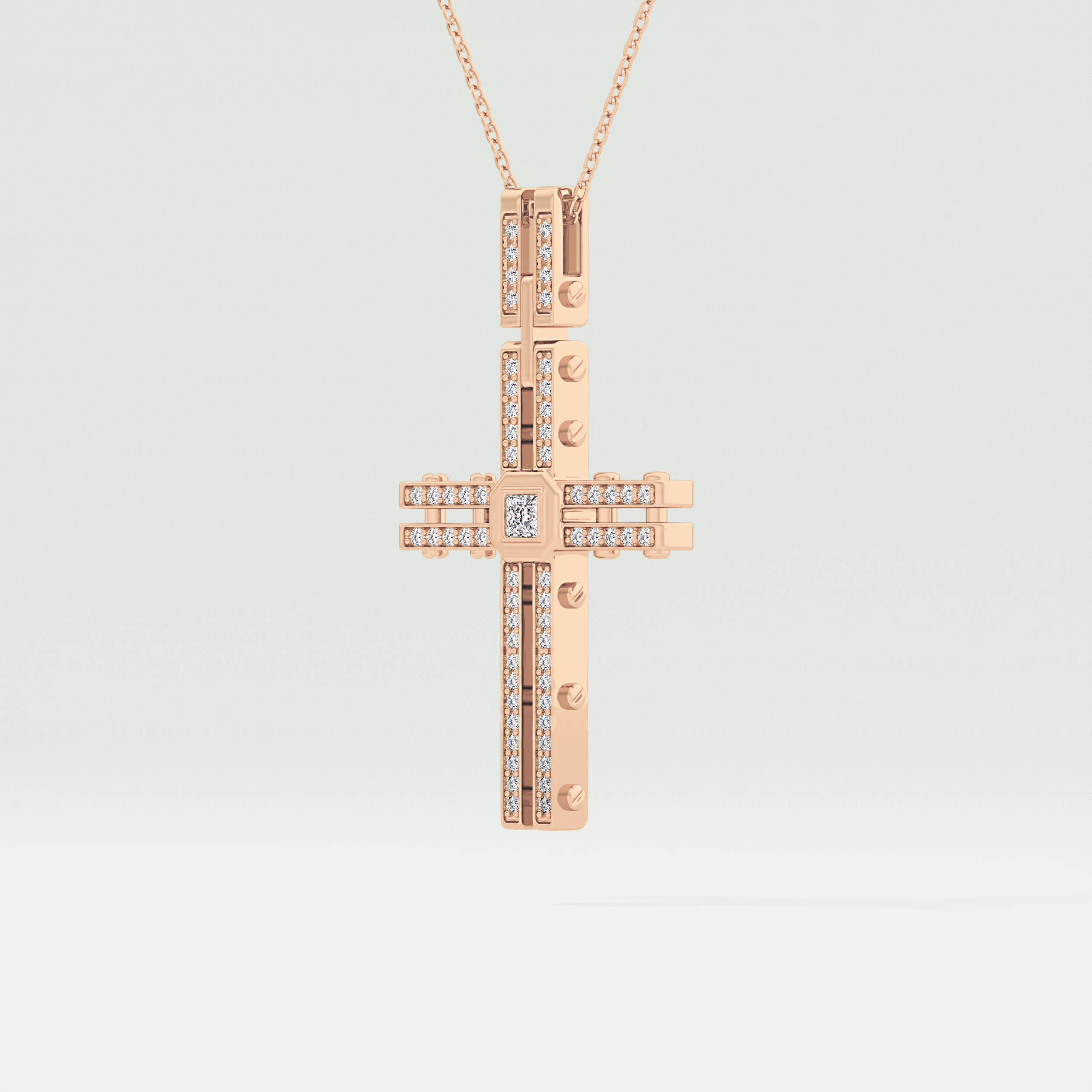 0.20 CT Eternal Cross Moissanite Diamond Necklace For Him 10