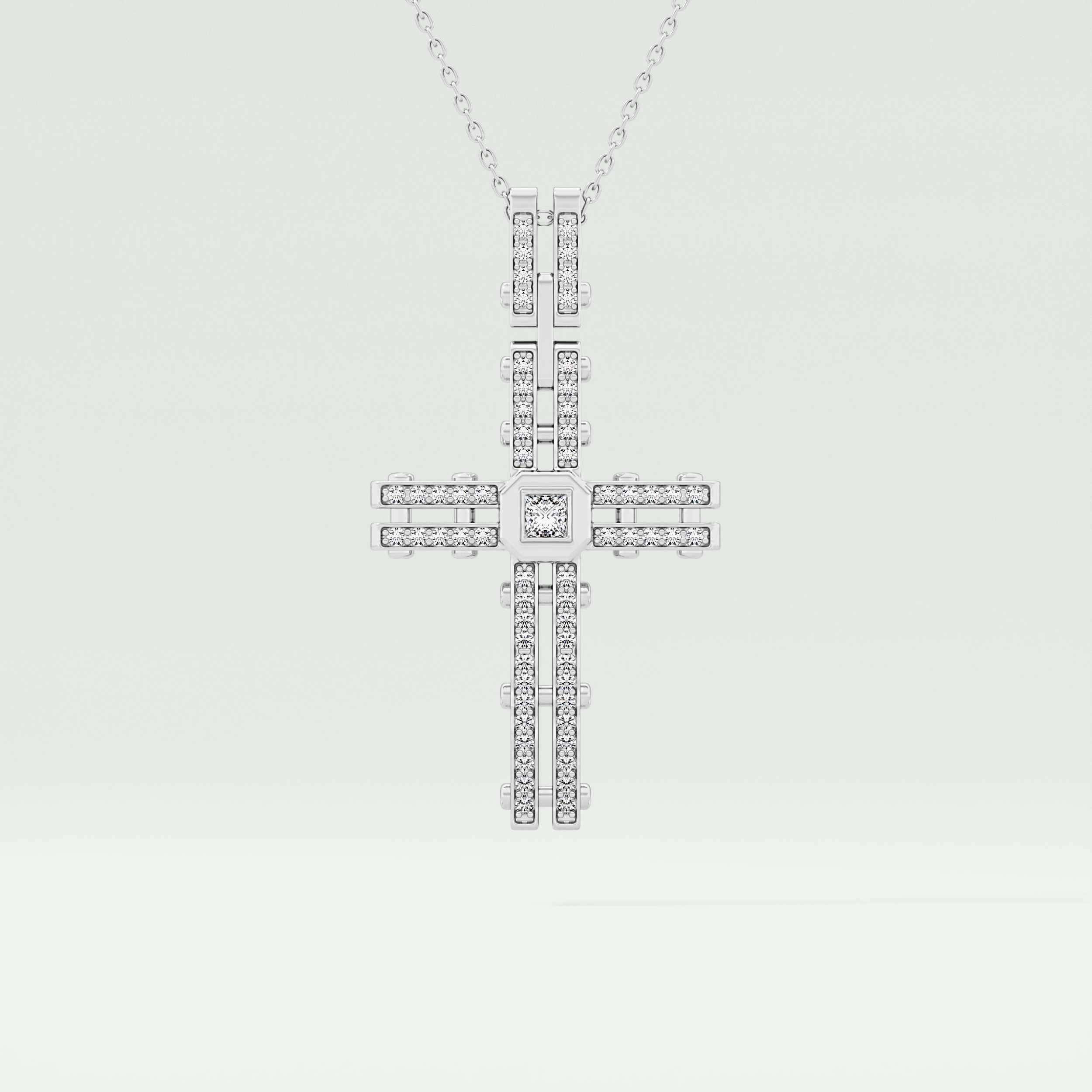 0.20 CT Eternal Cross Moissanite Diamond Necklace For Him 7