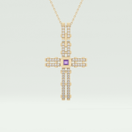0.20 CT Princess & Round Moissanite Diamond Cross Necklace For him 1