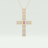 0.20 CT Princess & Round Moissanite Diamond Cross Necklace For him 1