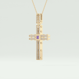 0.20 CT Princess & Round Moissanite Diamond Cross Necklace For him 2