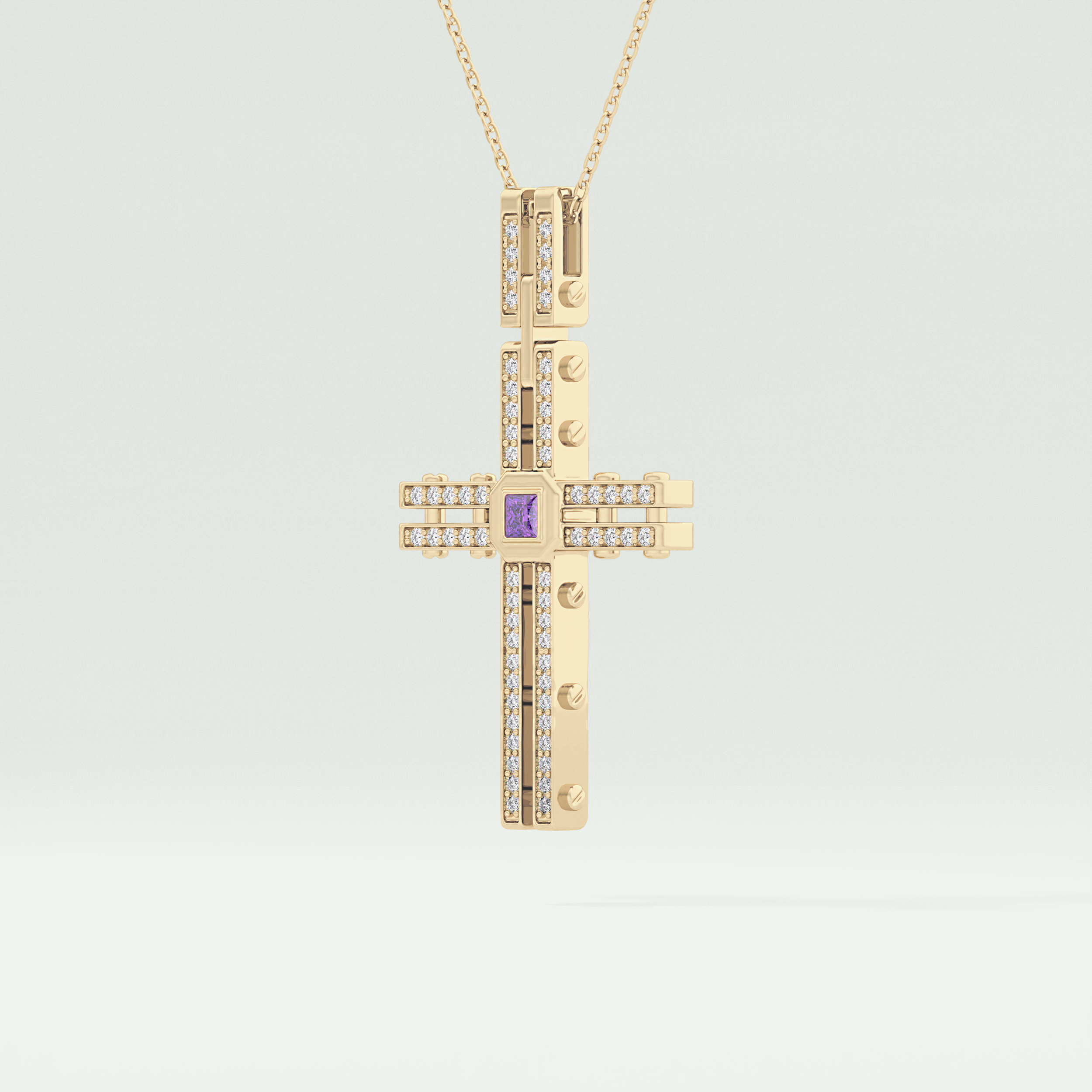 0.20 CT Princess & Round Moissanite Diamond Cross Necklace For him 2