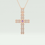 0.20 CT Princess & Round Moissanite Diamond Cross Necklace For him 9