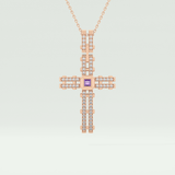 0.20 CT Princess & Round Moissanite Diamond Cross Necklace For him 9