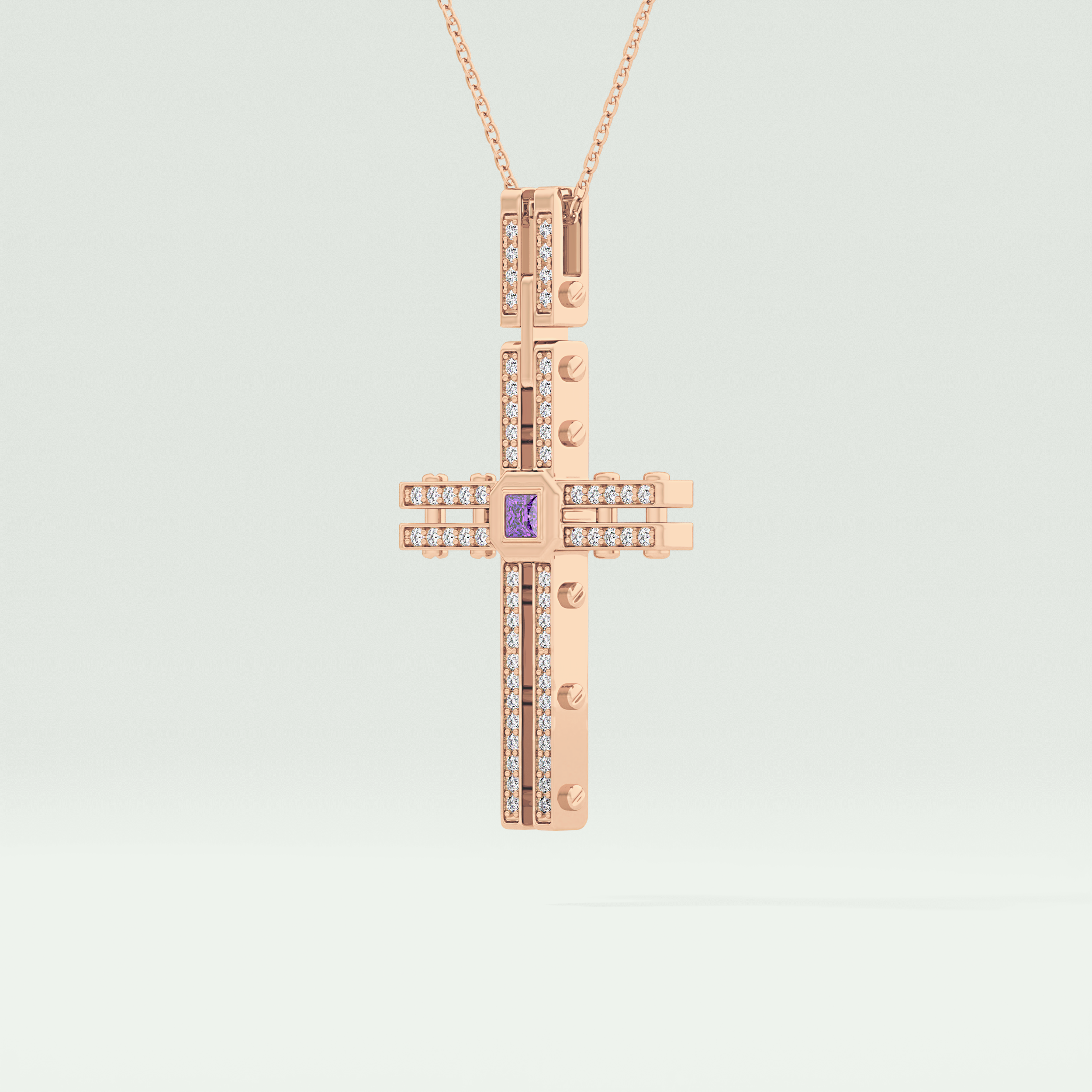 0.20 CT Princess & Round Moissanite Diamond Cross Necklace For him 10
