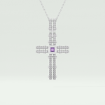 0.20 CT Princess & Round Moissanite Diamond Cross Necklace For him 5