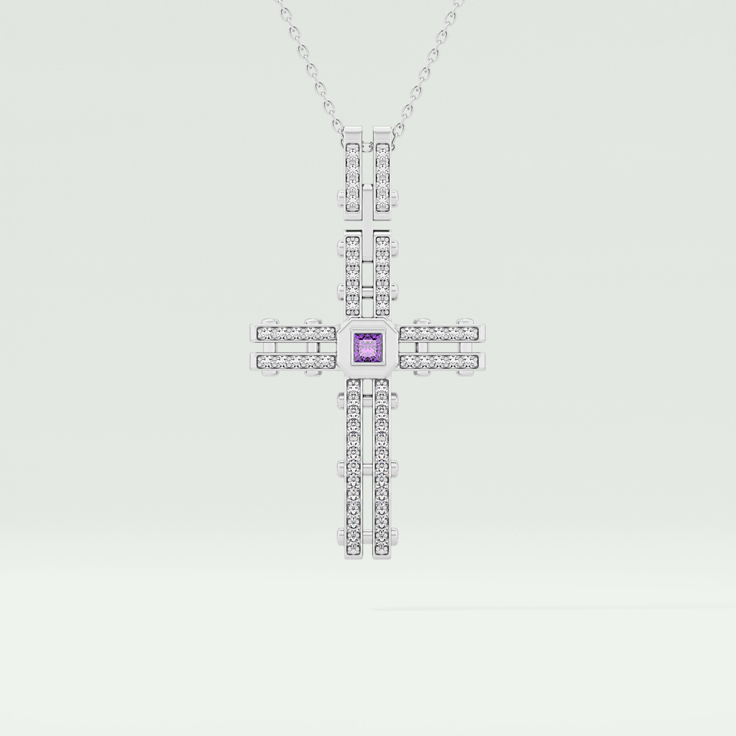 0.20 CT Princess & Round Moissanite Diamond Cross Necklace For him 5