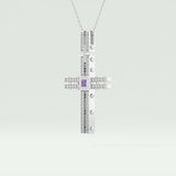 0.20 CT Princess & Round Moissanite Diamond Cross Necklace For him 6