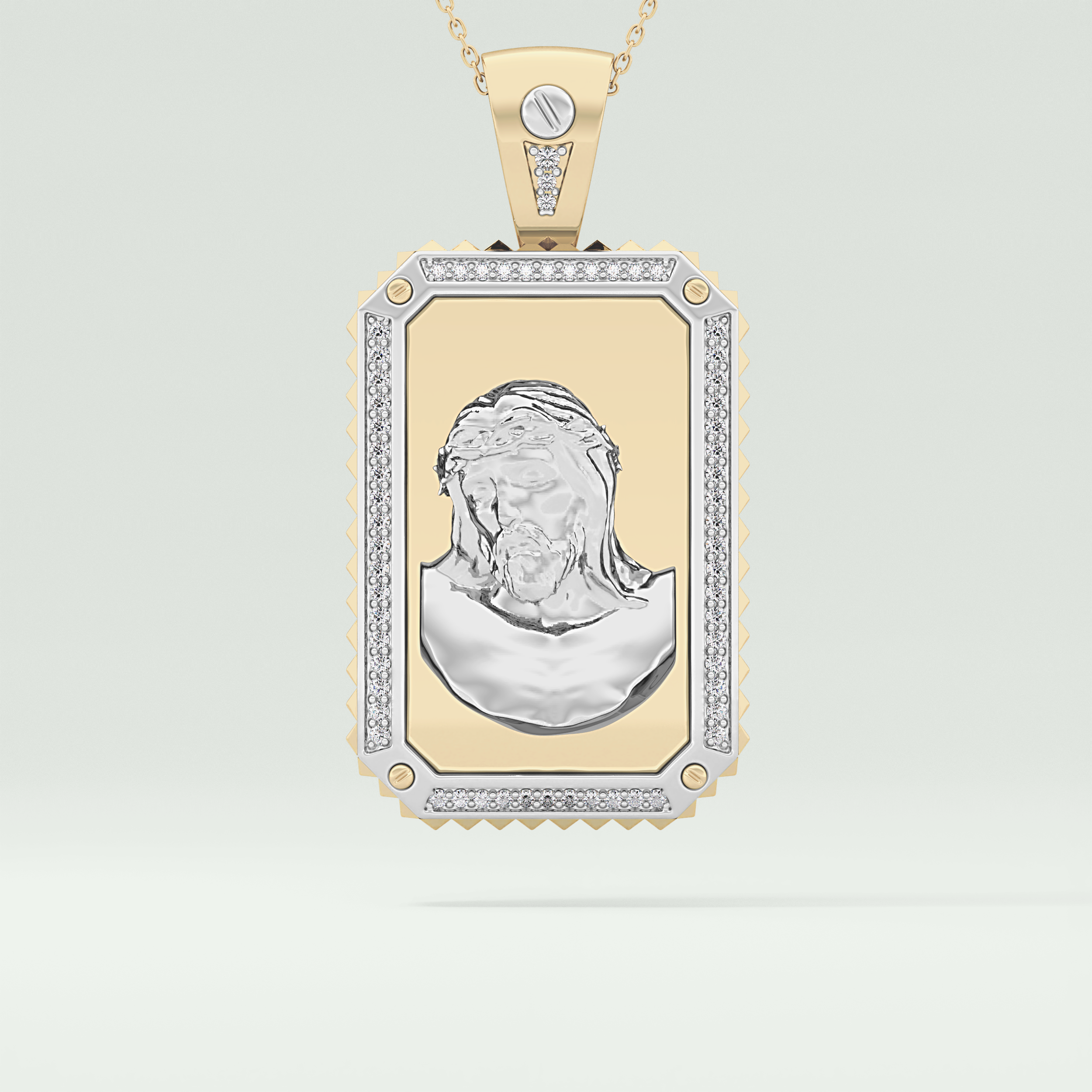 0.45 CT Jesus With Round Moissanite Diamond Stones Necklace 1
