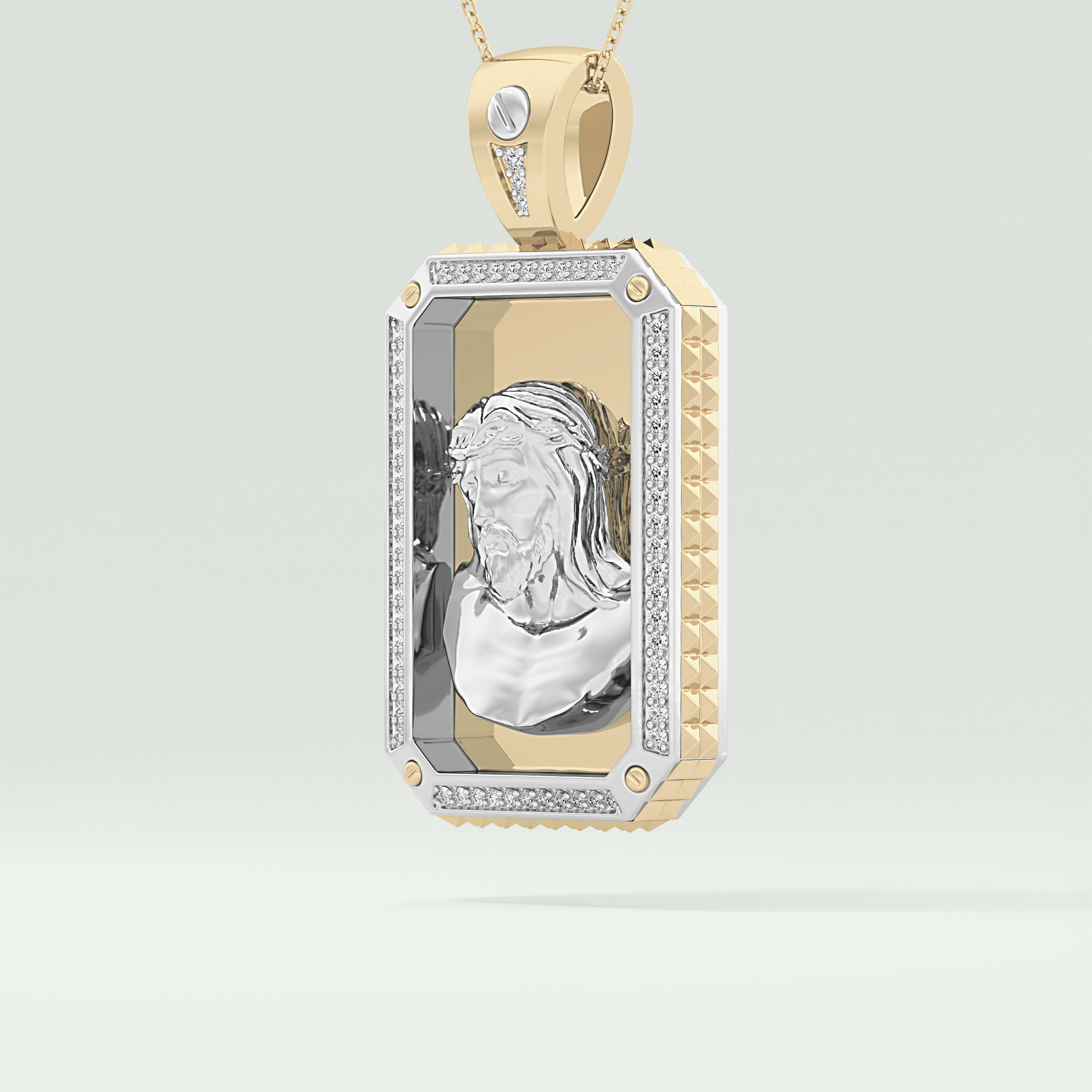 0.45 CT Jesus With Round Moissanite Diamond Stones Necklace 2