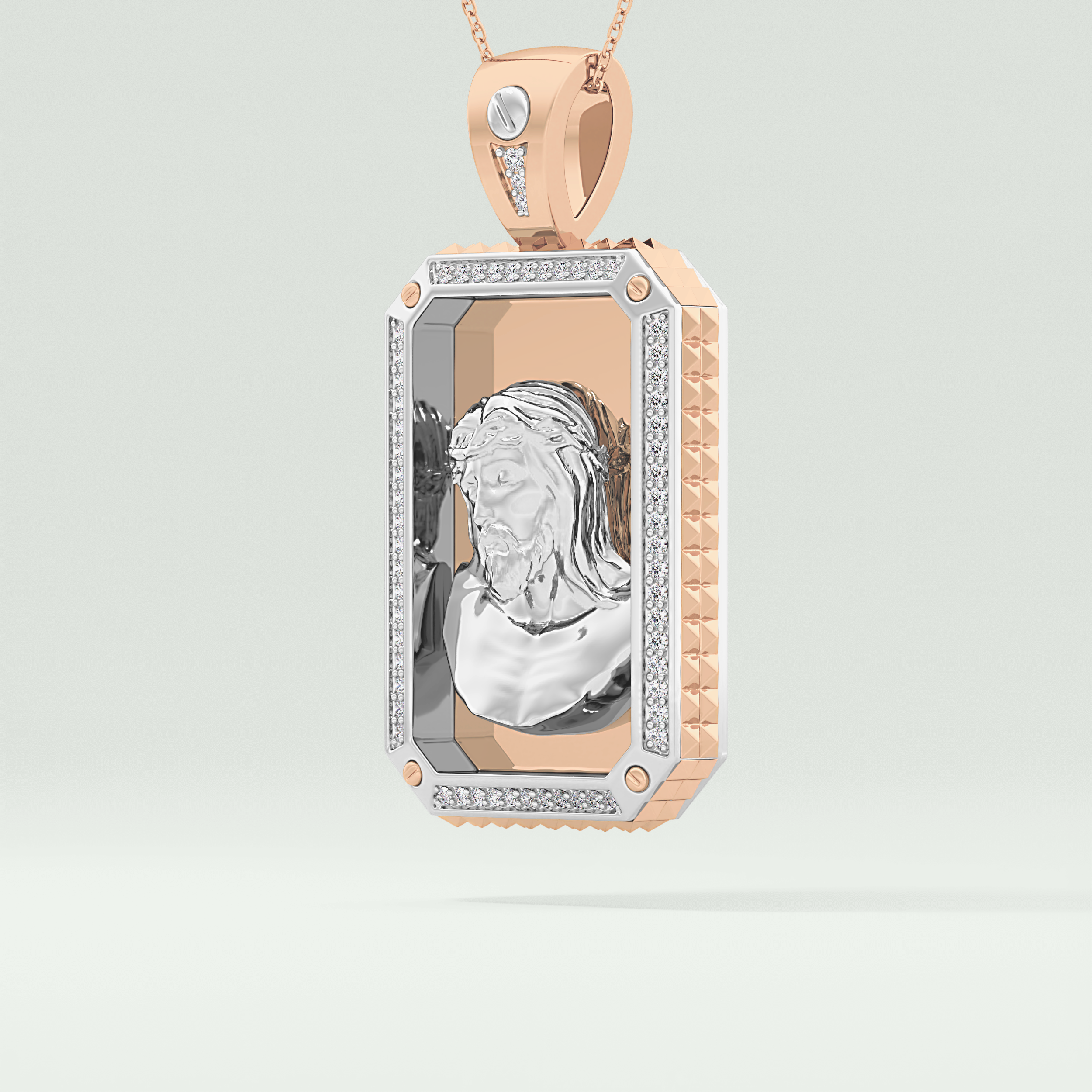 0.45 CT Jesus With Round Moissanite Diamond Stones Necklace 10