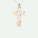 0.50  CT Cross White Moissanite Diamond Necklace For Him 8