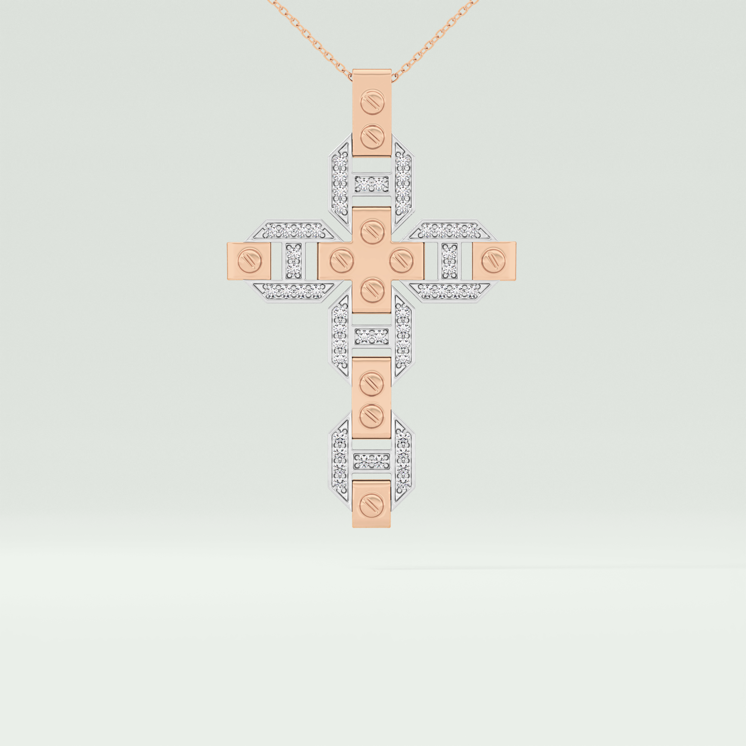 0.50  CT Cross White Moissanite Diamond Necklace For Him 9