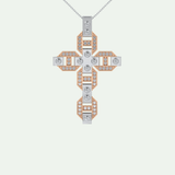 0.50  CT Cross White Moissanite Diamond Necklace For Him 13