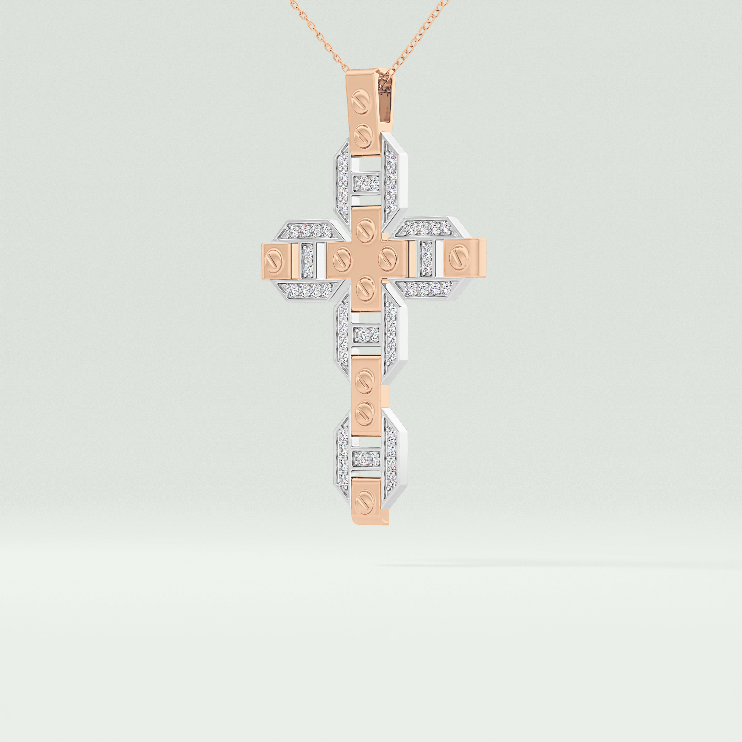 0.50  CT Cross White Moissanite Diamond Necklace For Him 10