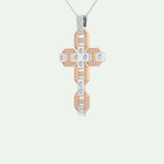 0.50  CT Cross White Moissanite Diamond Necklace For Him 14