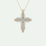0.60 CT Polished Finish Cross Moissanite Diamond Two Tone Necklace For Him 1