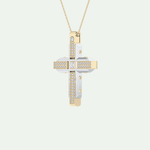 0.60 CT Polished Finish Cross Moissanite Diamond Two Tone Necklace For Him 2