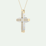 0.60 CT Polished Finish Cross Moissanite Diamond Two Tone Necklace For Him 2