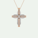 0.60 CT Polished Finish Cross Moissanite Diamond Two Tone Necklace For Him 5