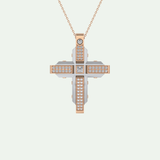 0.60 CT Polished Finish Cross Moissanite Diamond Two Tone Necklace For Him 5