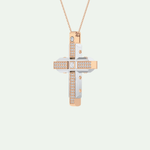 0.60 CT Polished Finish Cross Moissanite Diamond Two Tone Necklace For Him 6