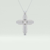 0.60 CT Princess & Round Cut Cross Moissanite Diamond Two Tone Necklace 5