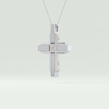 0.60 CT Princess & Round Cut Cross Moissanite Diamond Two Tone Necklace 7