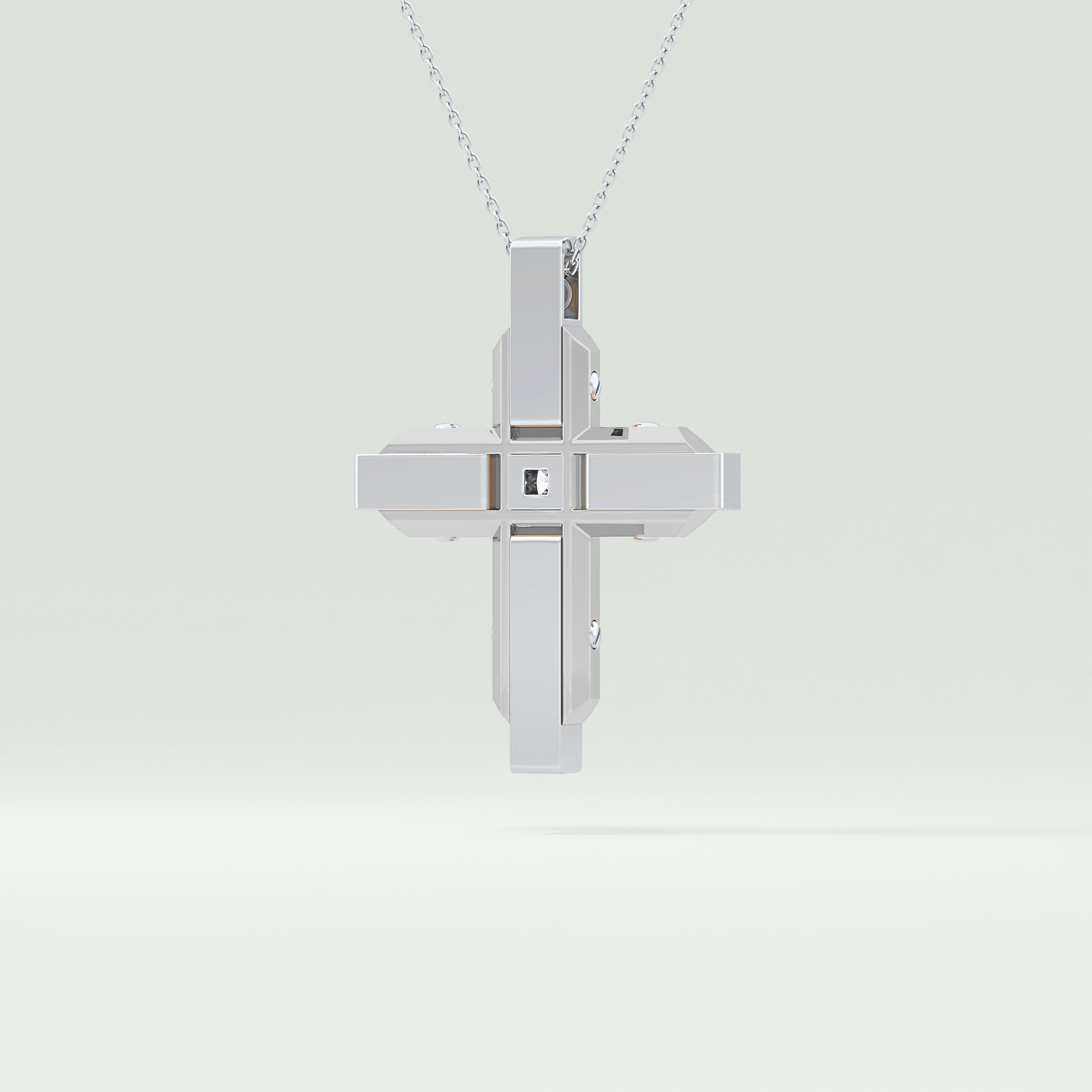 0.60 CT Princess & Round Cut Cross Moissanite Diamond Two Tone Necklace 6