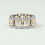 Princess & Round Moissanite Stones Two Tone Moissanite Wedding Band 6