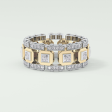 Princess & Round Moissanite Stones Two Tone Moissanite Wedding Band 6