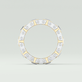 Princess & Round Moissanite Stones Two Tone Moissanite Wedding Band 9