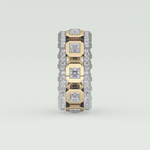 Princess & Round Moissanite Stones Two Tone Moissanite Wedding Band 7