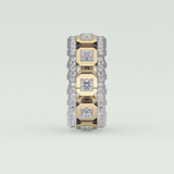 Princess & Round Moissanite Stones Two Tone Moissanite Wedding Band 7