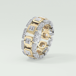 Princess & Round Moissanite Stones Two Tone Moissanite Wedding Band 8