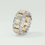 Princess & Round Moissanite Stones Two Tone Moissanite Wedding Band 8