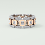 Princess & Round Moissanite Stones Two Tone Moissanite Wedding Band 10