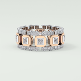 Princess & Round Moissanite Stones Two Tone Moissanite Wedding Band 10
