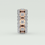 Princess & Round Moissanite Stones Two Tone Moissanite Wedding Band 11