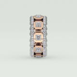 Princess & Round Moissanite Stones Two Tone Moissanite Wedding Band 11