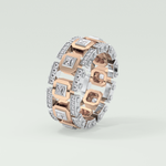 Princess & Round Moissanite Stones Two Tone Moissanite Wedding Band 12
