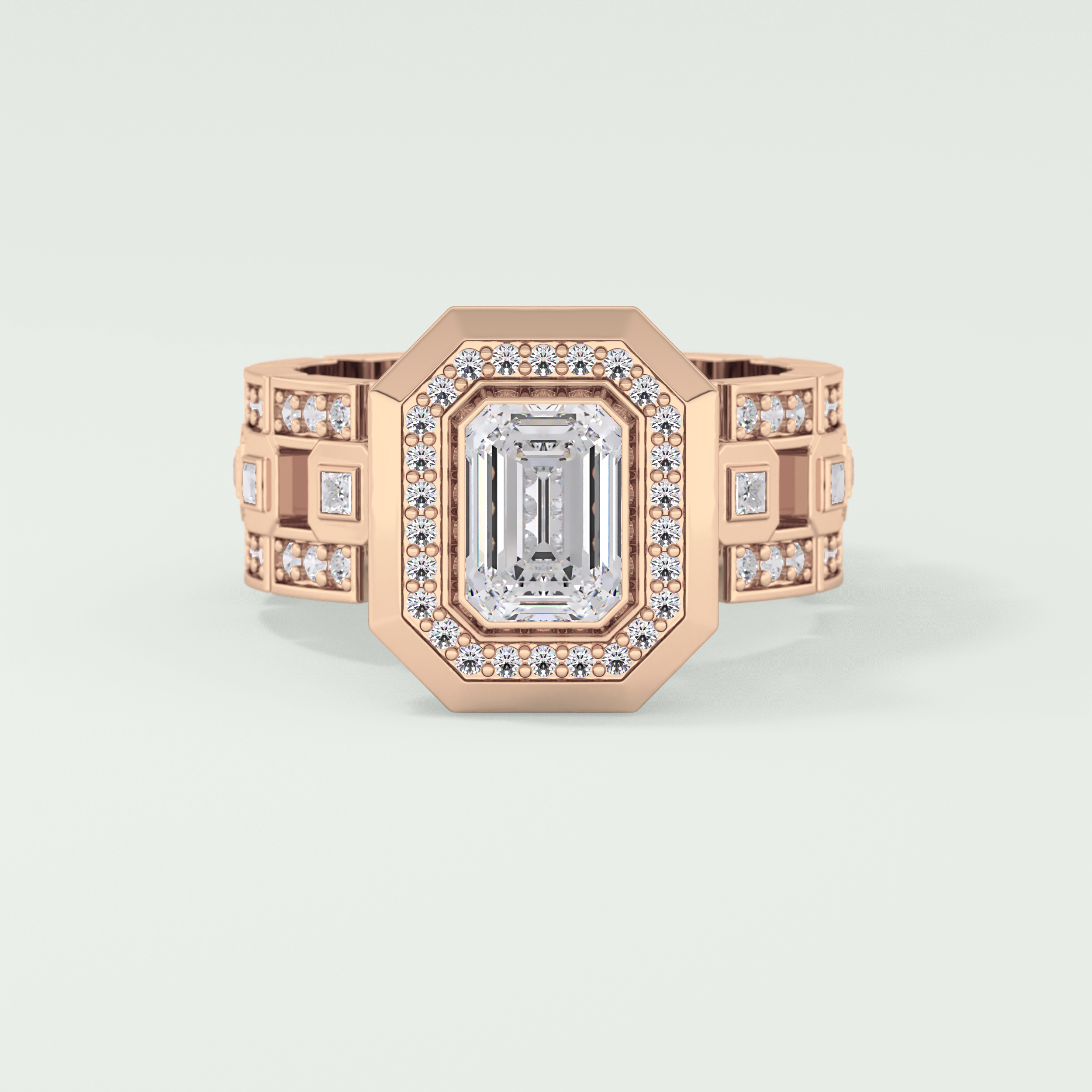 0.75 CT Emerald Cut Moissanite Diamond Men's Wedding Band 13