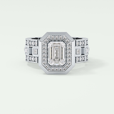 0.75 CT Emerald Cut Moissanite Diamond Men's Wedding Band 7