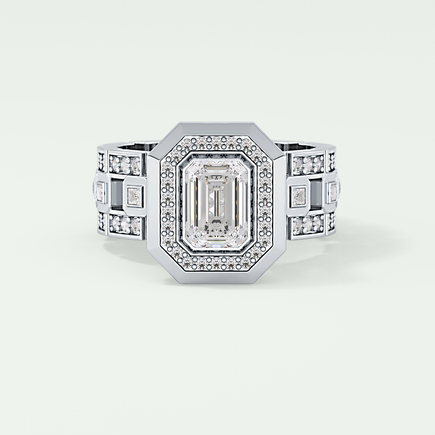 0.75 CT Emerald Cut Moissanite Diamond Men's Wedding Band