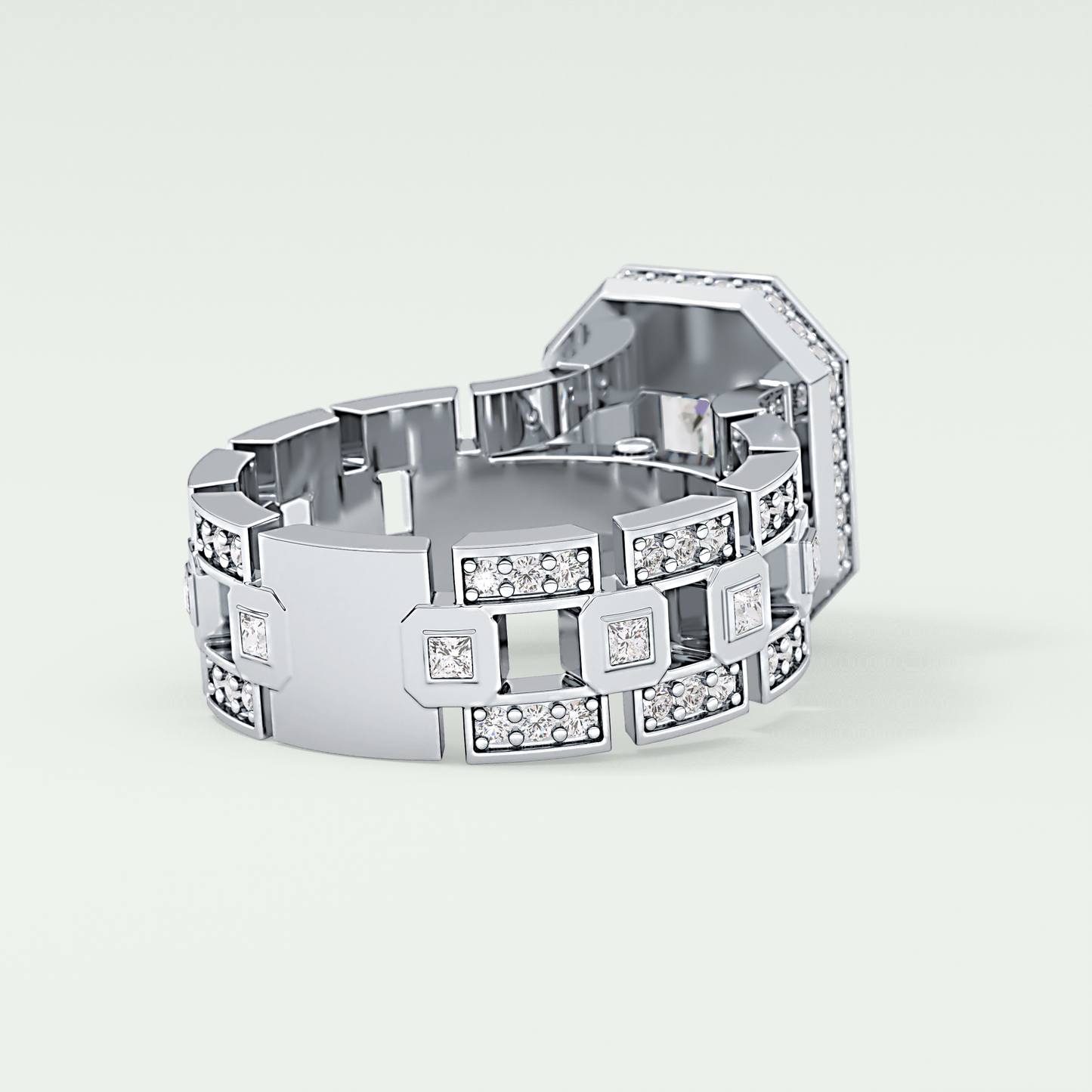 0.75 CT Emerald Cut Moissanite Diamond Men's Wedding Band