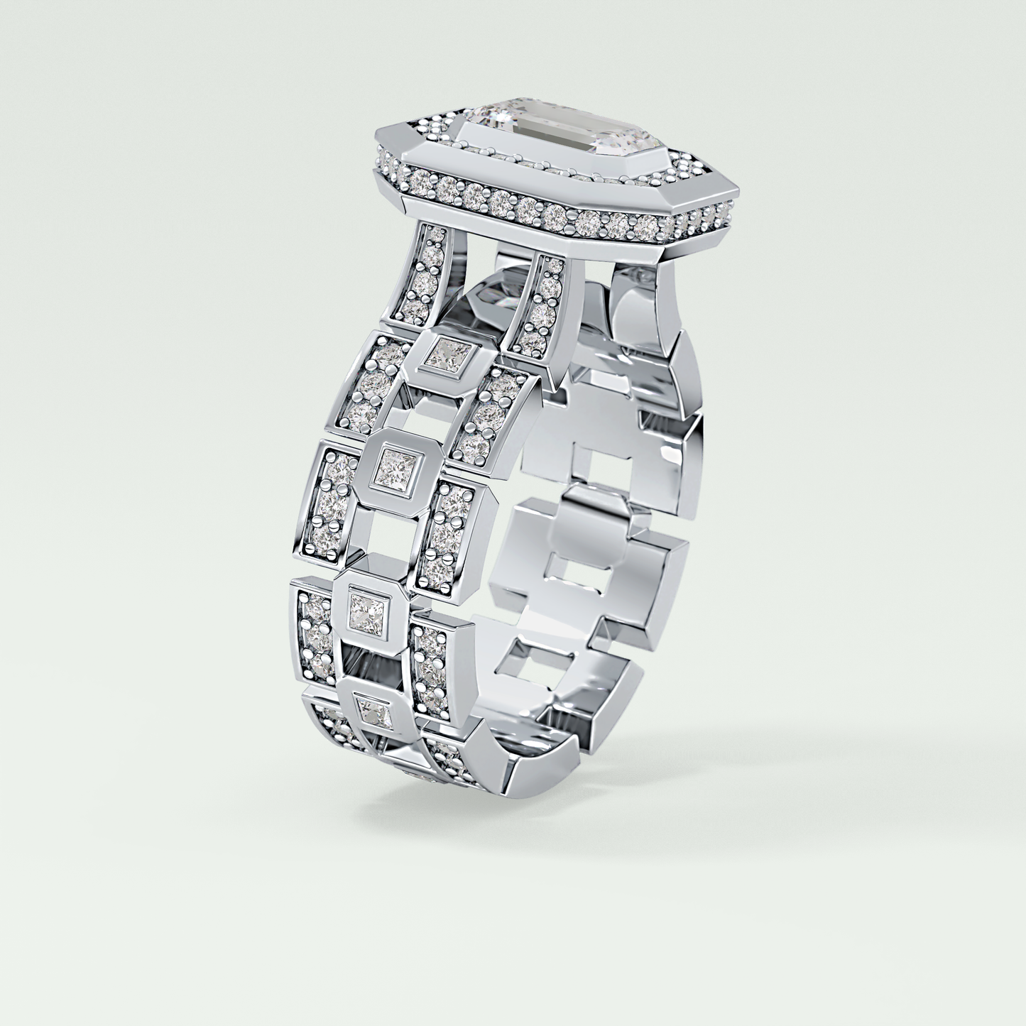 0.75 CT Emerald Cut Moissanite Diamond Men's Wedding Band