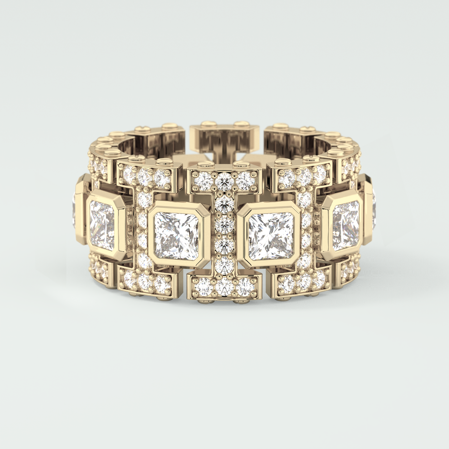 4.70 CT Princess and Round Moissanite Vintage Style Men's Wedding Band
