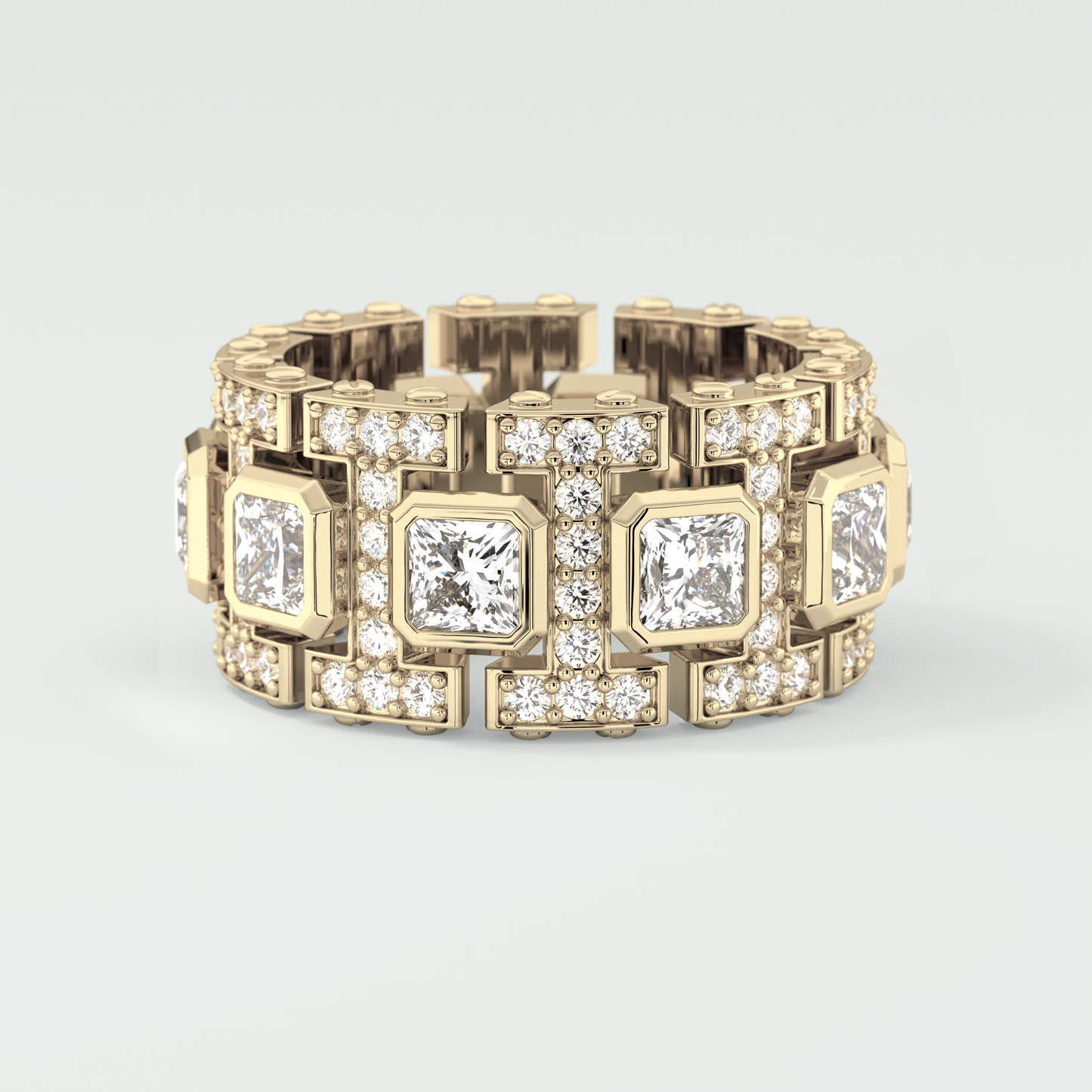 4.70 CT Princess and Round Moissanite Vintage Style Men's Wedding Band